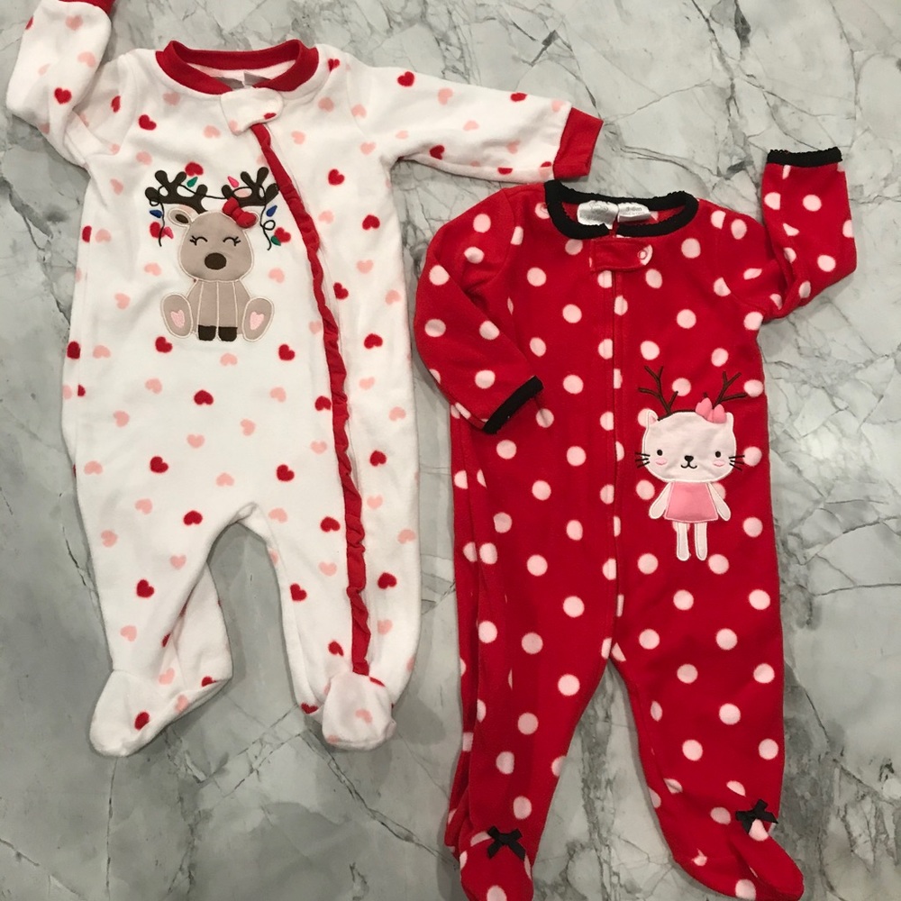 2 Pack Holiday Pajamas Infant Girl Size 3-6 months